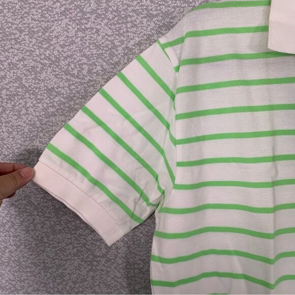 POLO by RALPH LAUREN Men's Short Sleeve Green & White Stripe Polo Shirt Med #970 - Picture 4 of 9